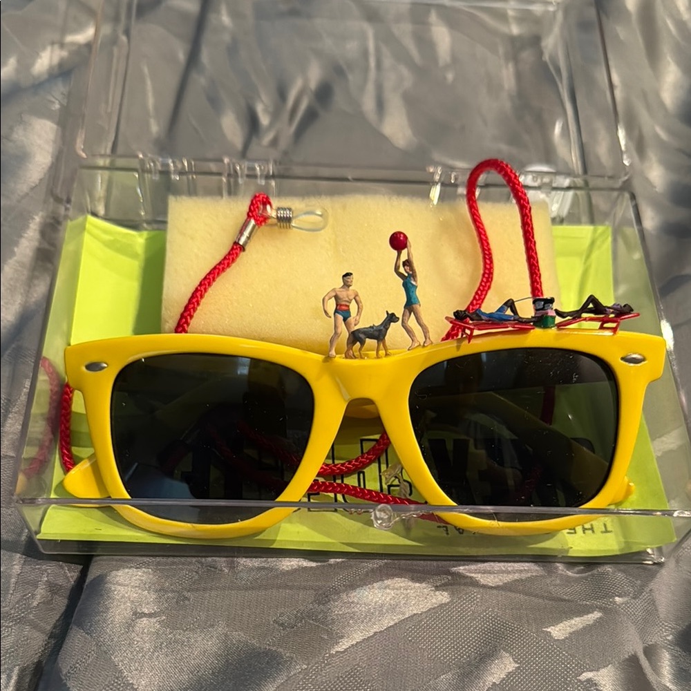 Kids Yellow Sunglasses with Red Strap
